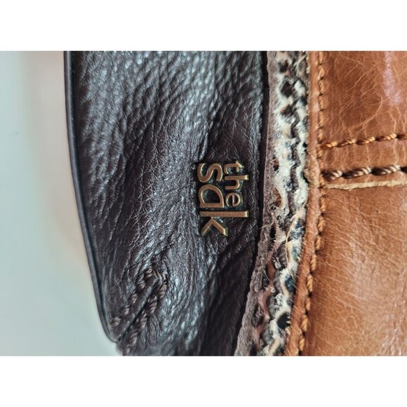 THE SAK Kendra Leather Hobo Shoulder Medium Bag Brown Two Tone Full Zip Closure - Picture 4 of 12